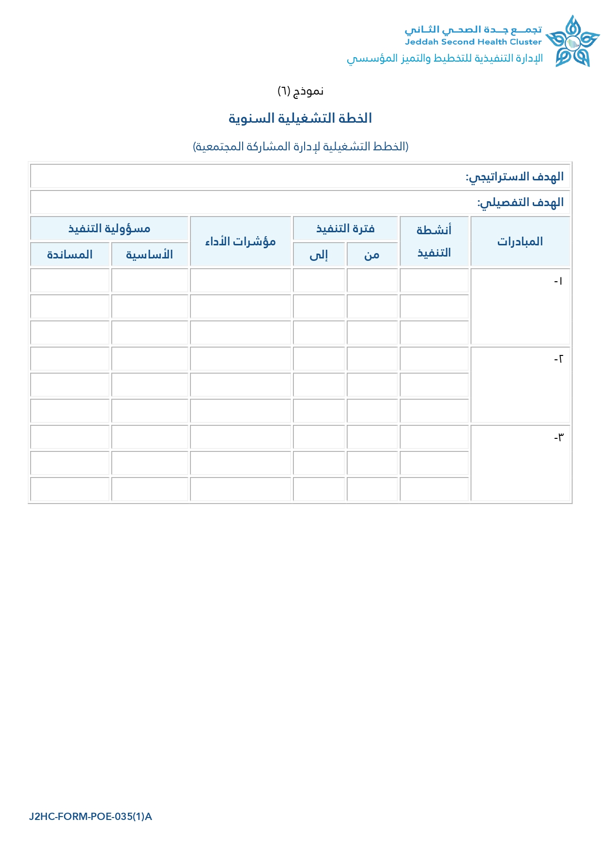 الخطط التشغيلية لإدارة المشاركة المجتمعية